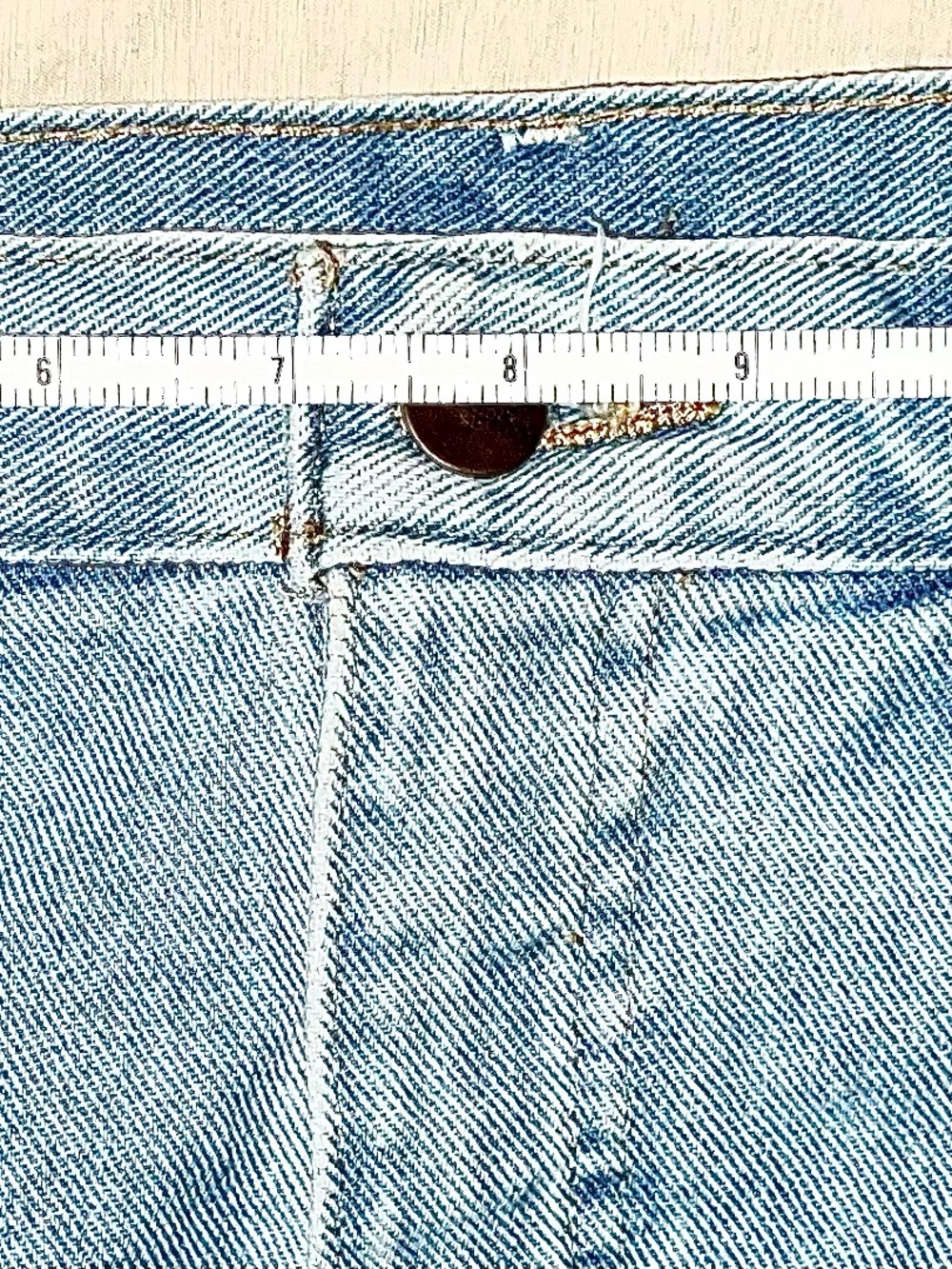 Wrangler High Rise Distressed Blue Denim Shorts Fits Size 11 - Picture 4 of 6
